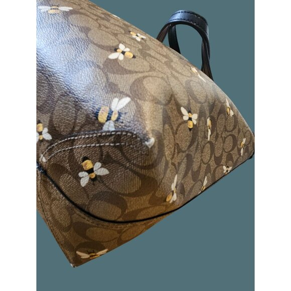 Coach City Tote Signature Canvas Bee Print Double Handle Shoulder Bag - Picture 11 of 16
